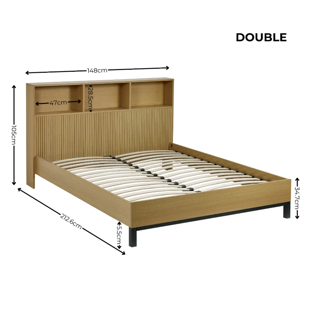 Sarnia Wooden Double Bed in Light Oak