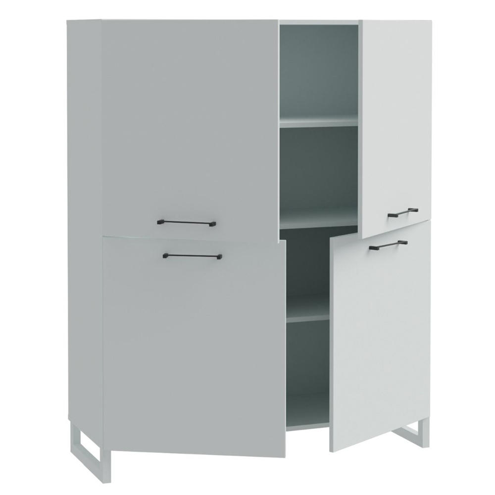 Sarnia Wooden Highboard With 4 Doors In Light Grey