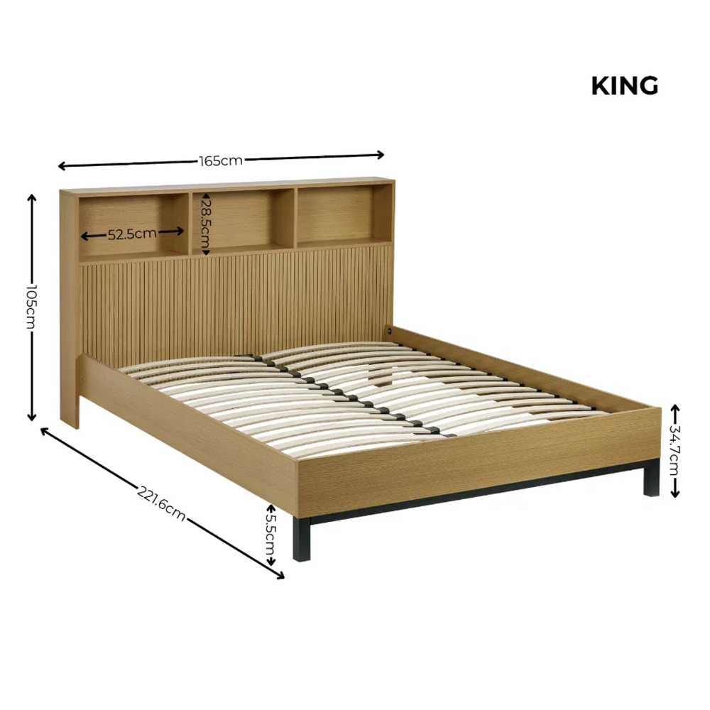 Sarnia Wooden King Size Bed in Light Oak