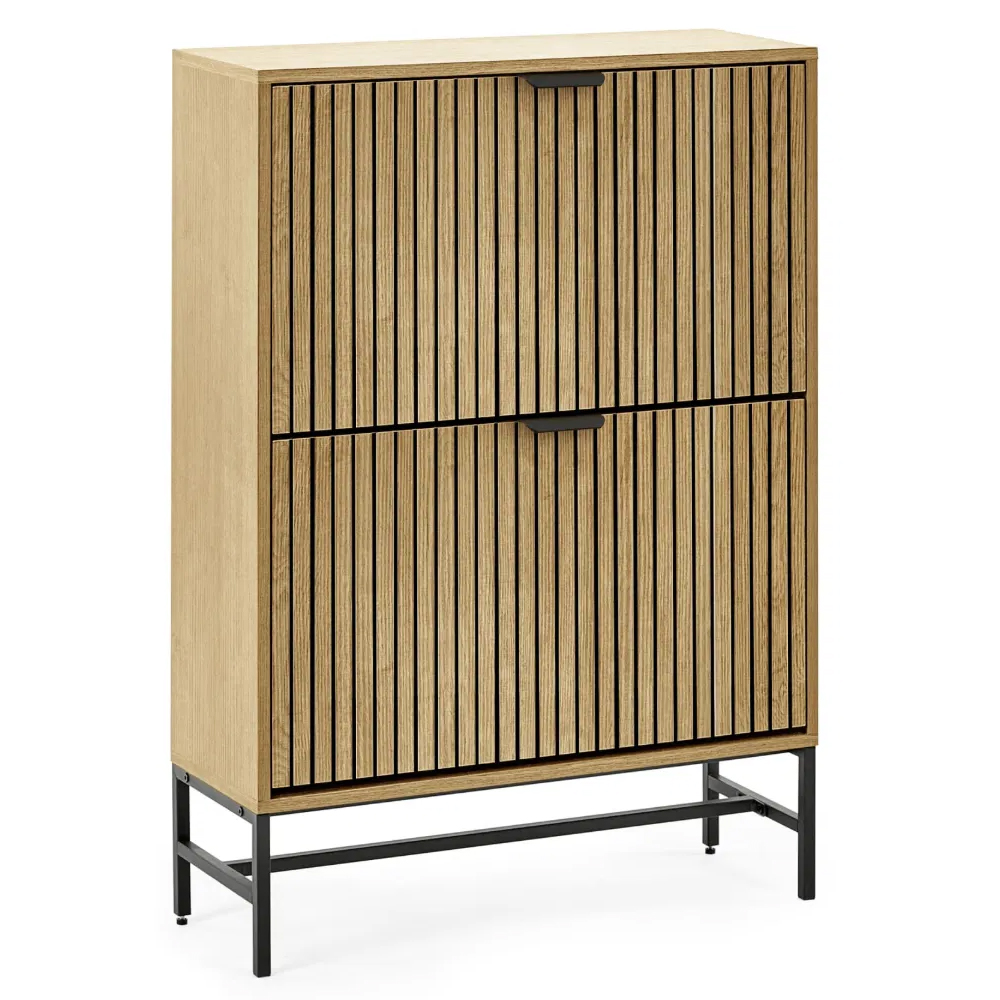 Sarnia Wooden Shoe Storage Cabinet With 2 Flip Doors - Brown