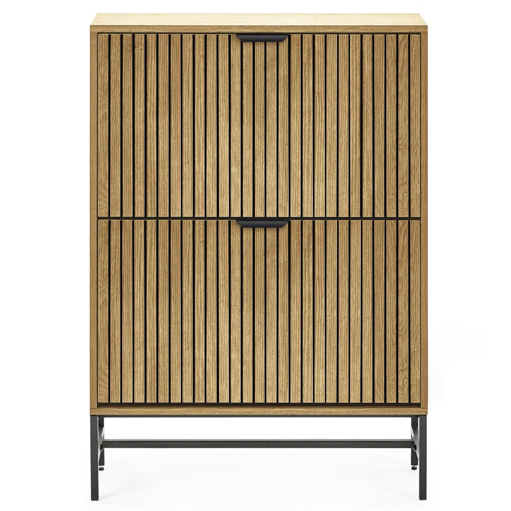 Sarnia Wooden Shoe Storage Cabinet With 2 Flip Doors - Brown