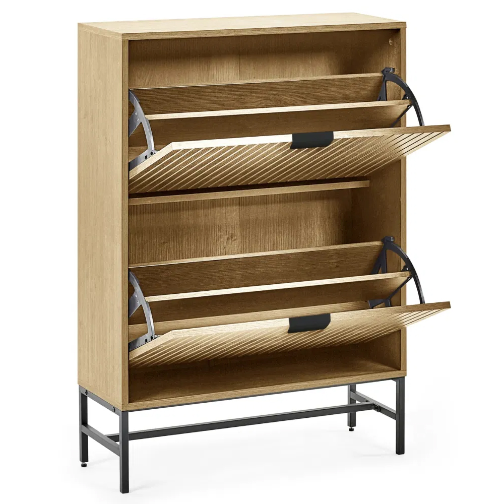 Sarnia Wooden Shoe Storage Cabinet With 2 Flip Doors - Brown