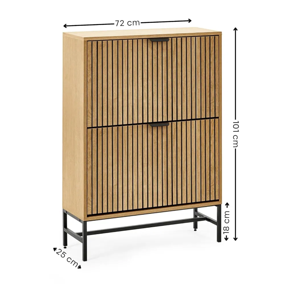 Sarnia Wooden Shoe Storage Cabinet With 2 Flip Doors - Brown