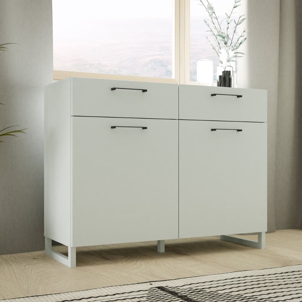 Read more about Sarnia wooden sideboard with 2 doors 2 drawers in light grey