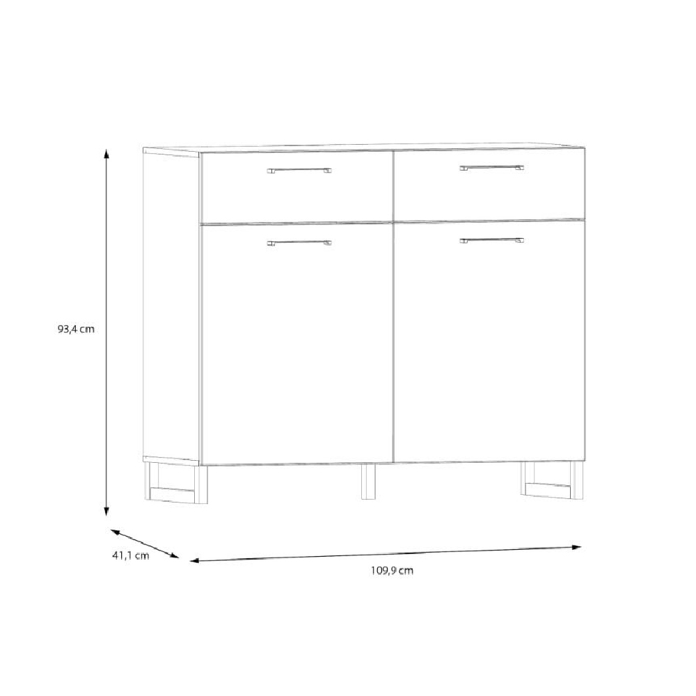 Sarnia Wooden Sideboard With 2 Doors 2 Drawers In Sage Green