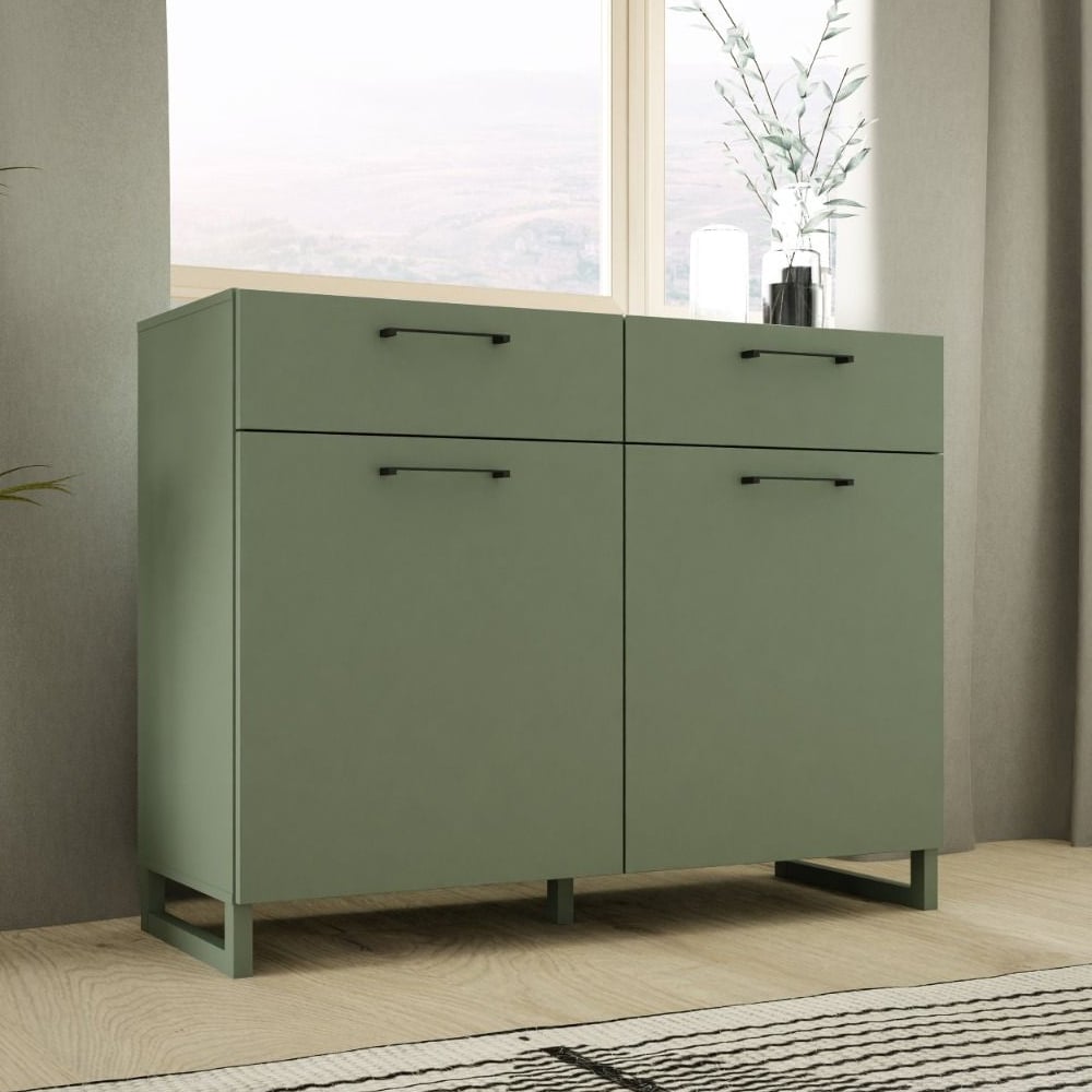 Read more about Sarnia wooden sideboard with 2 doors 2 drawers in sage green