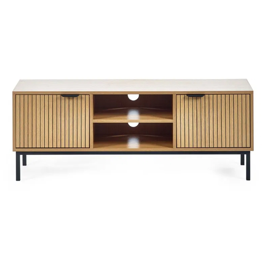 Sarnia Wooden TV Stand With 2 Doors In Natural