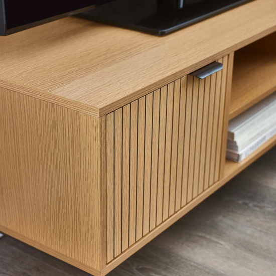Sarnia Wooden TV Stand With 2 Doors In Natural