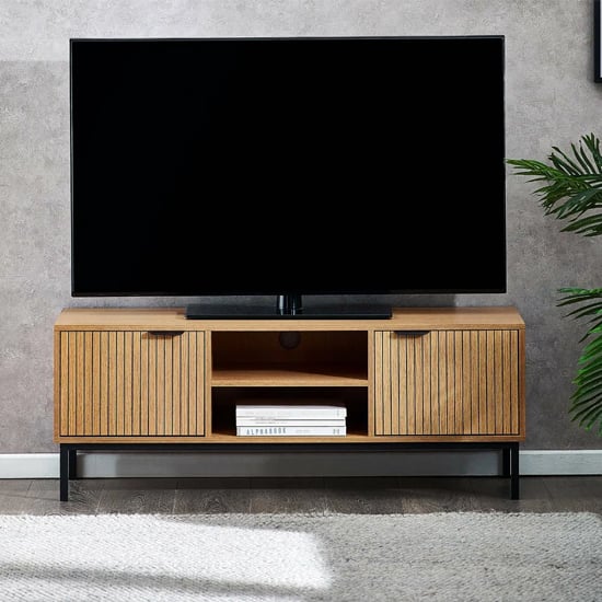 Read more about Sarnia wooden tv stand with 2 doors in natural