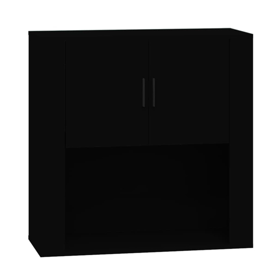 Sarnia Wooden Wall Storage Cabinet With 2 Doors In Black