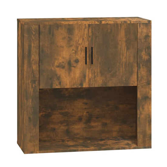 Sarnia Wooden Wall Storage Cabinet With 2 Doors In Smoked Oak