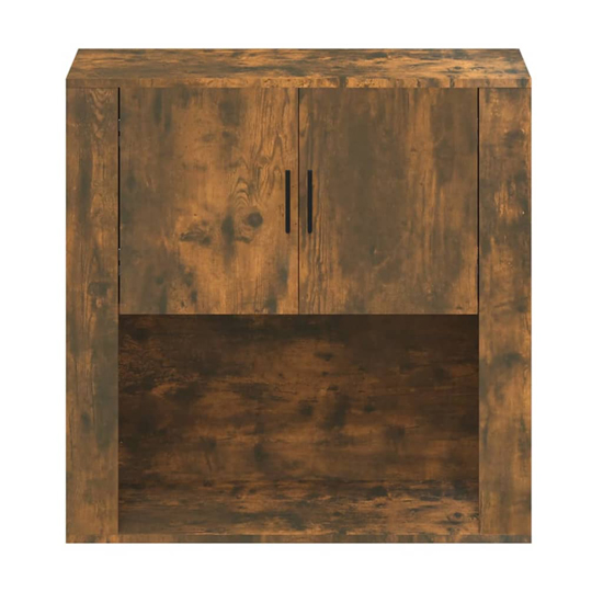 Sarnia Wooden Wall Storage Cabinet With 2 Doors In Smoked Oak