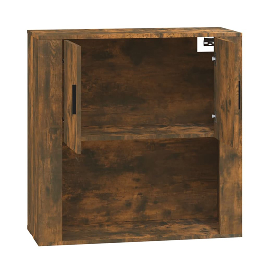 Sarnia Wooden Wall Storage Cabinet With 2 Doors In Smoked Oak
