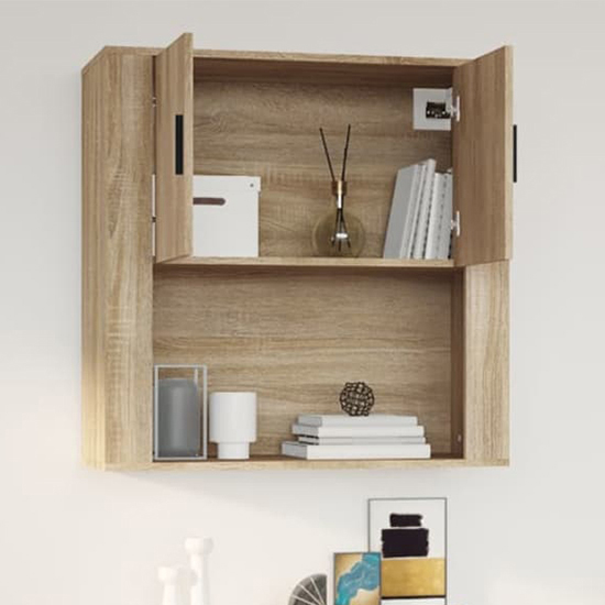 Sarnia Wooden Wall Storage Cabinet With 2 Doors In Sonoma Oak