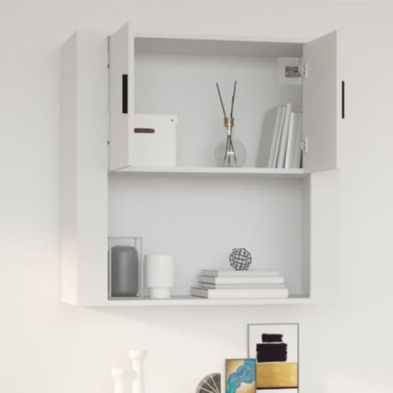Sarnia Wooden Wall Storage Cabinet With 2 Doors In White