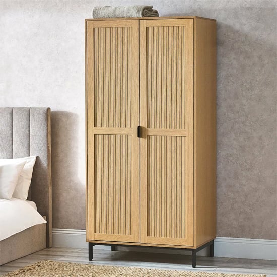 Read more about Sarnia wooden wardrobe with 2 doors in natural
