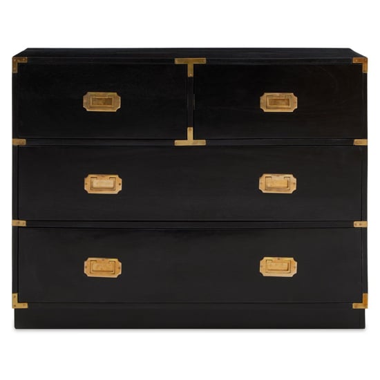 Product photograph of Sartor Wooden Chest Of 4 Drawers In Black And Gold from Furniture in Fashion