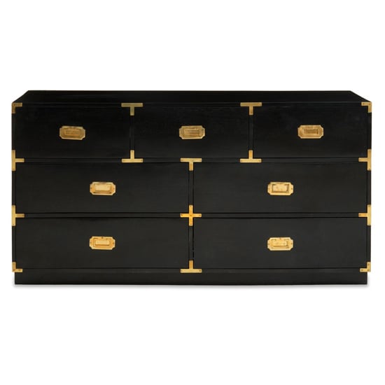 Read more about Sartor wooden chest of 7 drawers in black and gold