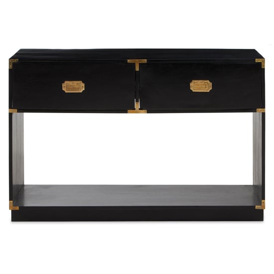 Photo of Sartor wooden console table with 2 drawers in black and gold