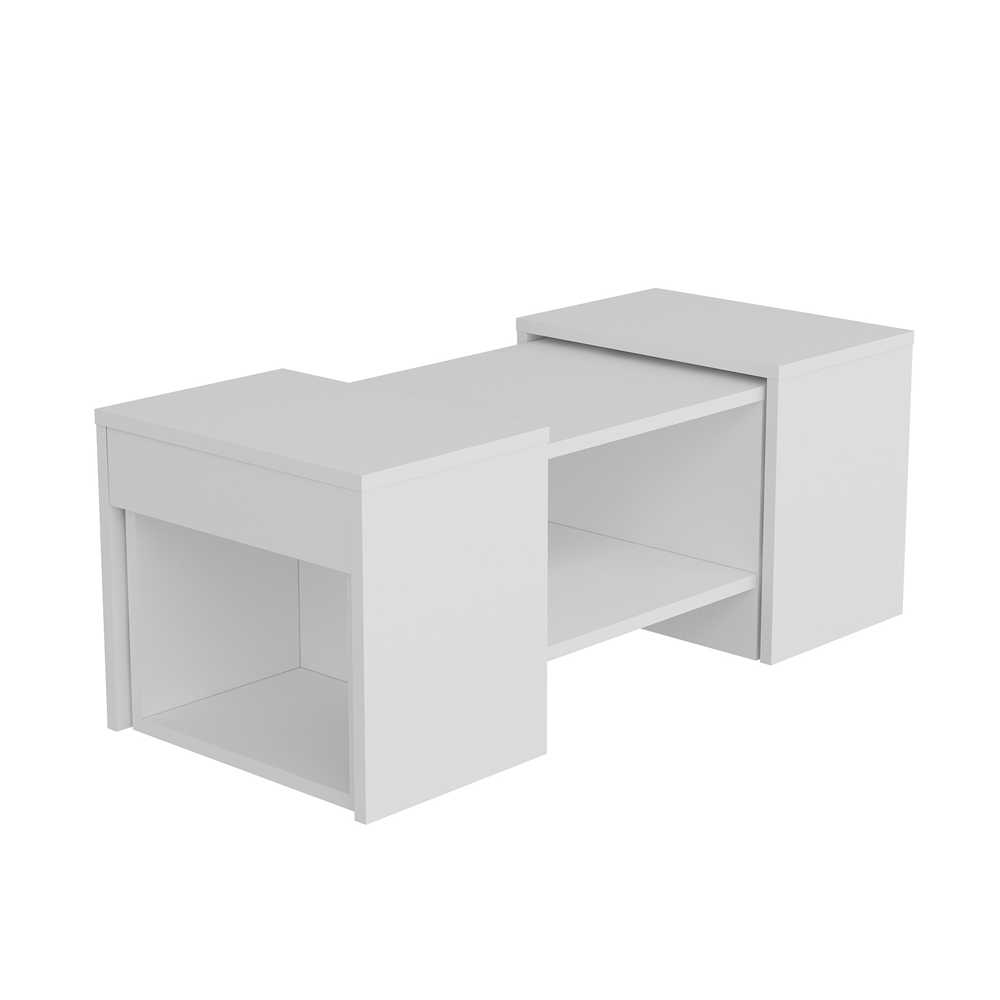 Sartos Wooden Coffee Table Set in White