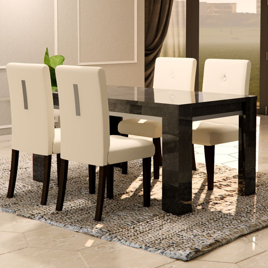 Sarver Extending High Gloss Dining Table In Black