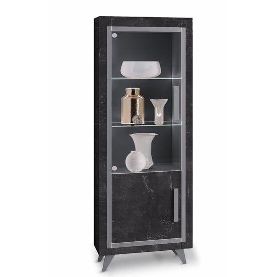 Sarver High Gloss Display Cabinet Right Hand 1 Door In Black LED