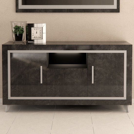 Read more about Sarver high gloss sideboard with 3 doors in black and led