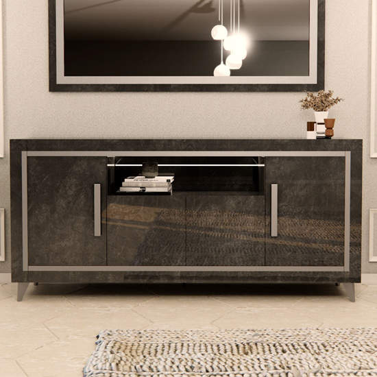 Read more about Sarver high gloss sideboard with 4 doors in black and led