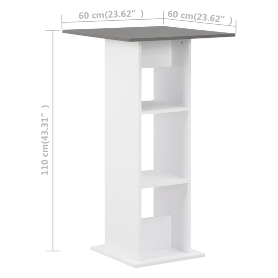 Sasha Square Wooden Bar Table In Anthracite Grey And White