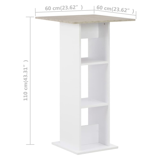 Sasha Square Wooden Bar Table In Concrete And White