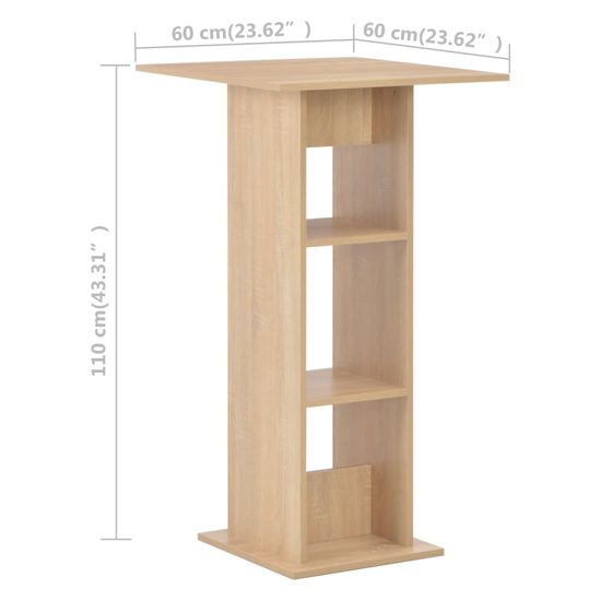 Sasha Square Wooden Bar Table In Oak