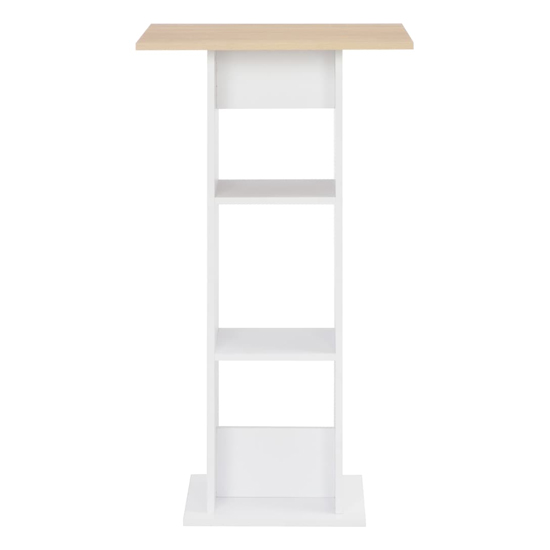 Sasha Square Wooden Bar Table In Sonoma Oak And White