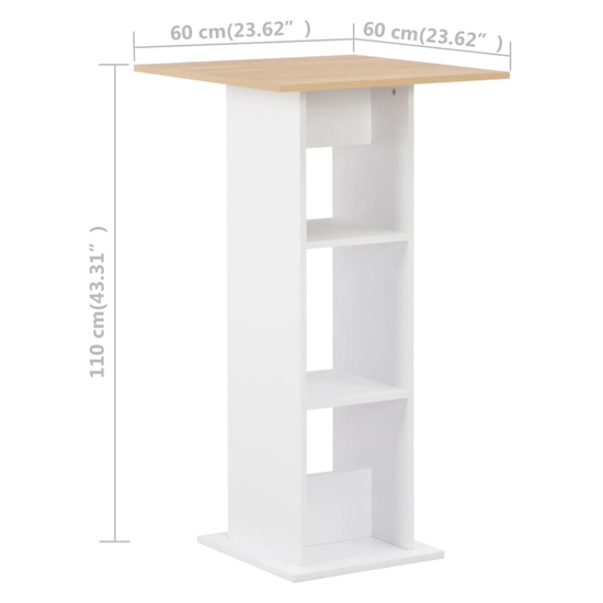 Sasha Square Wooden Bar Table In Sonoma Oak And White