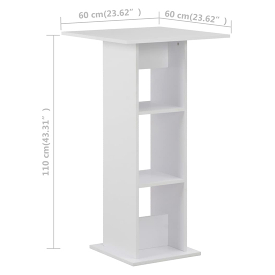 Sasha Square Wooden Bar Table In White
