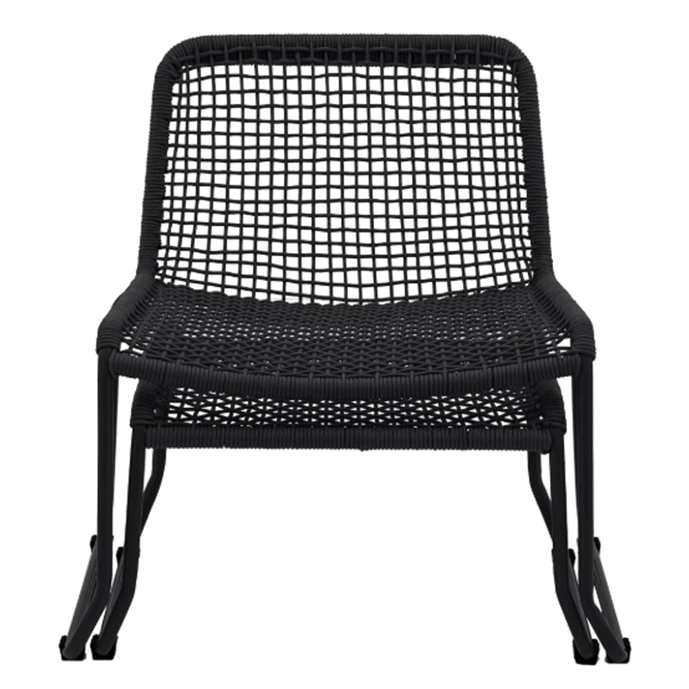 Saskatoon Outdoor Rope Lounge Chair With Footstool In Black