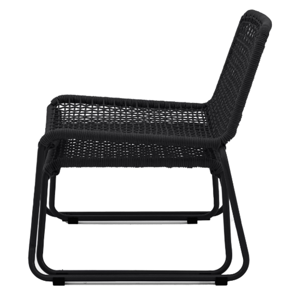 Saskatoon Outdoor Rope Lounge Chair With Footstool In Black