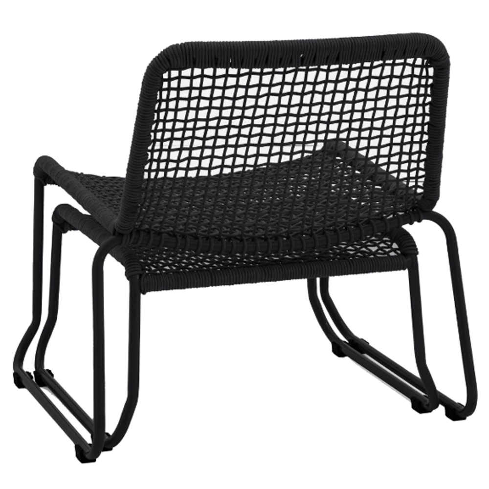 Saskatoon Outdoor Rope Lounge Chair With Footstool In Black