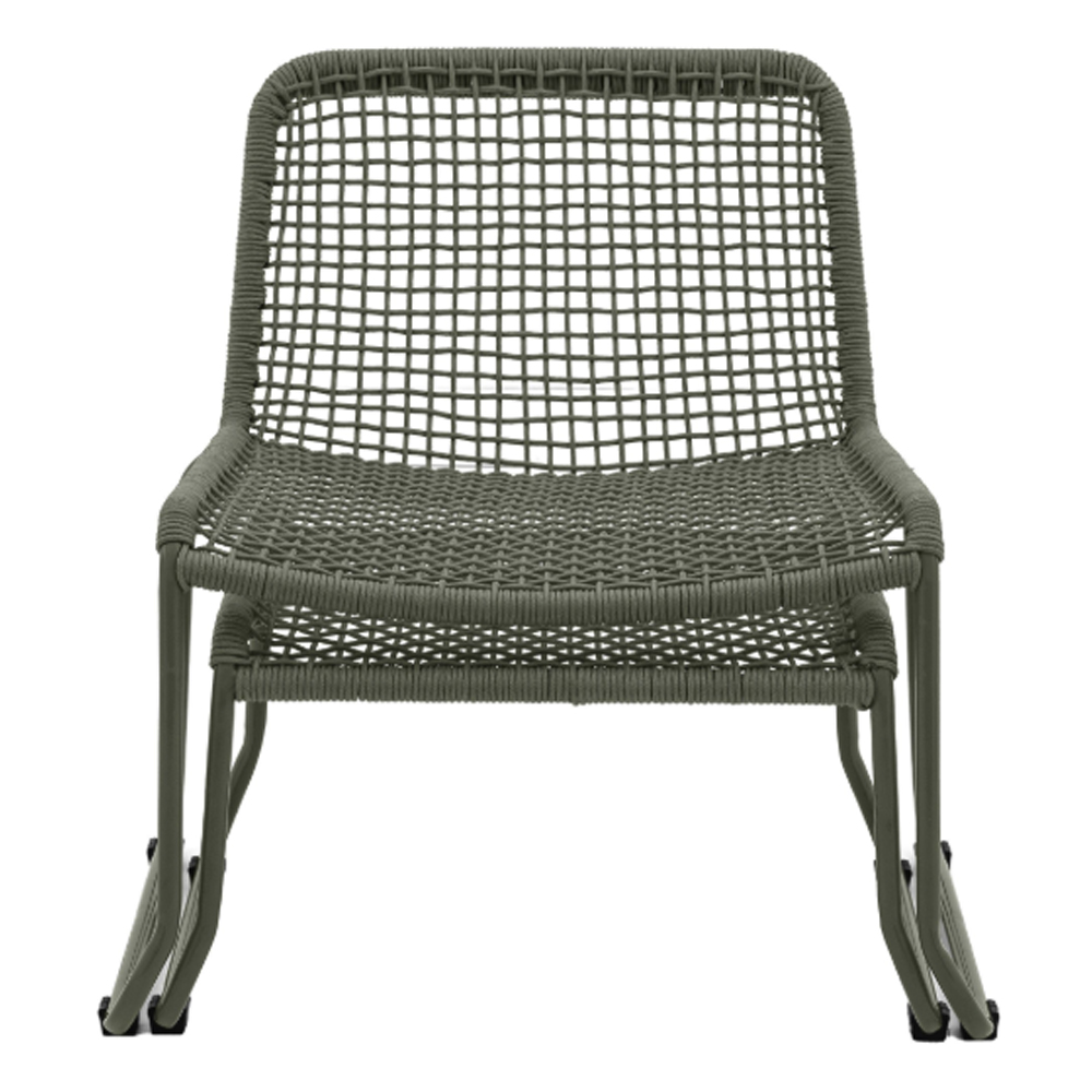 Saskatoon Outdoor Rope Lounge Chair With Footstool In Green