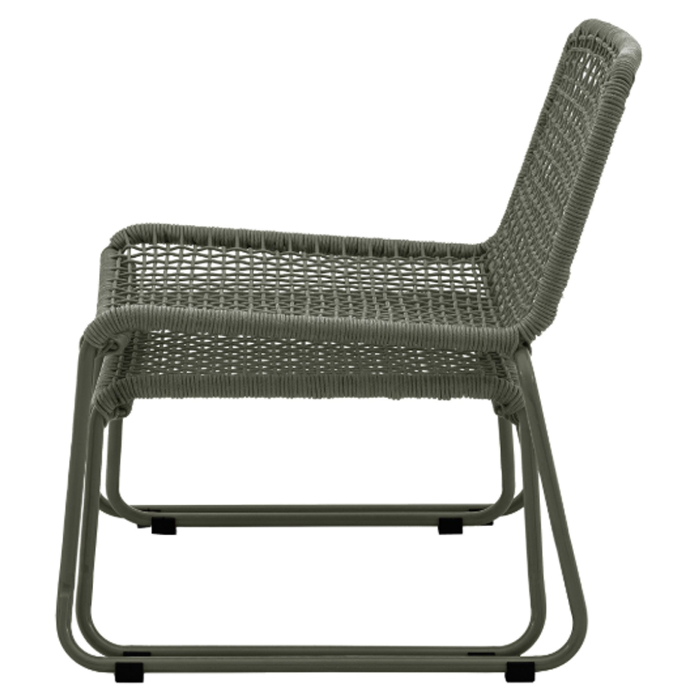 Saskatoon Outdoor Rope Lounge Chair With Footstool In Green