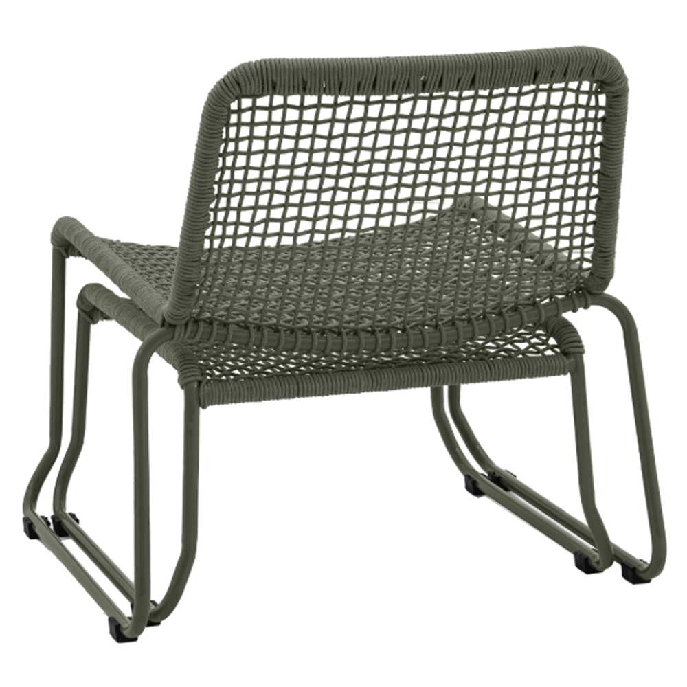 Saskatoon Outdoor Rope Lounge Chair With Footstool In Green