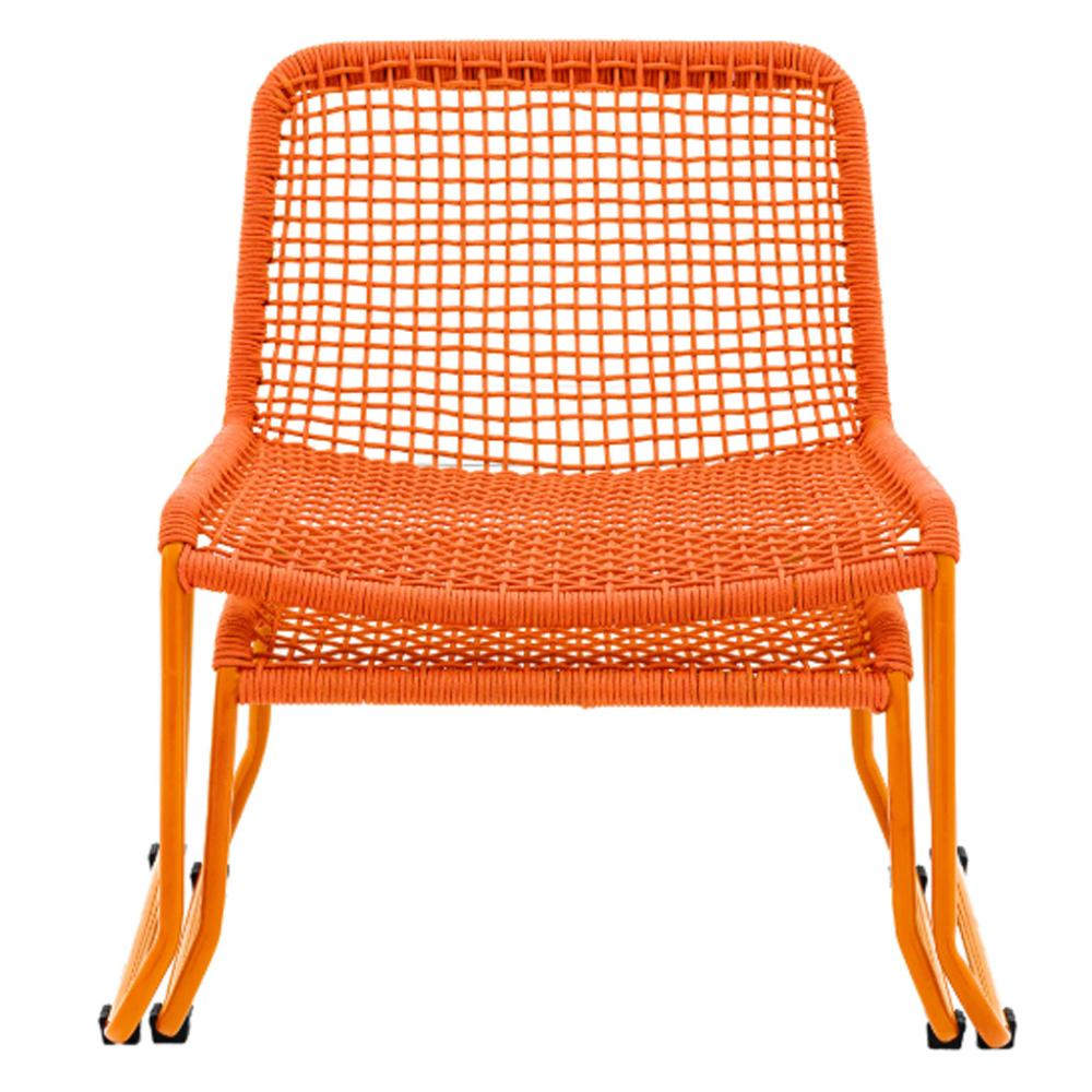 Saskatoon Outdoor Rope Lounge Chair With Footstool In Orange