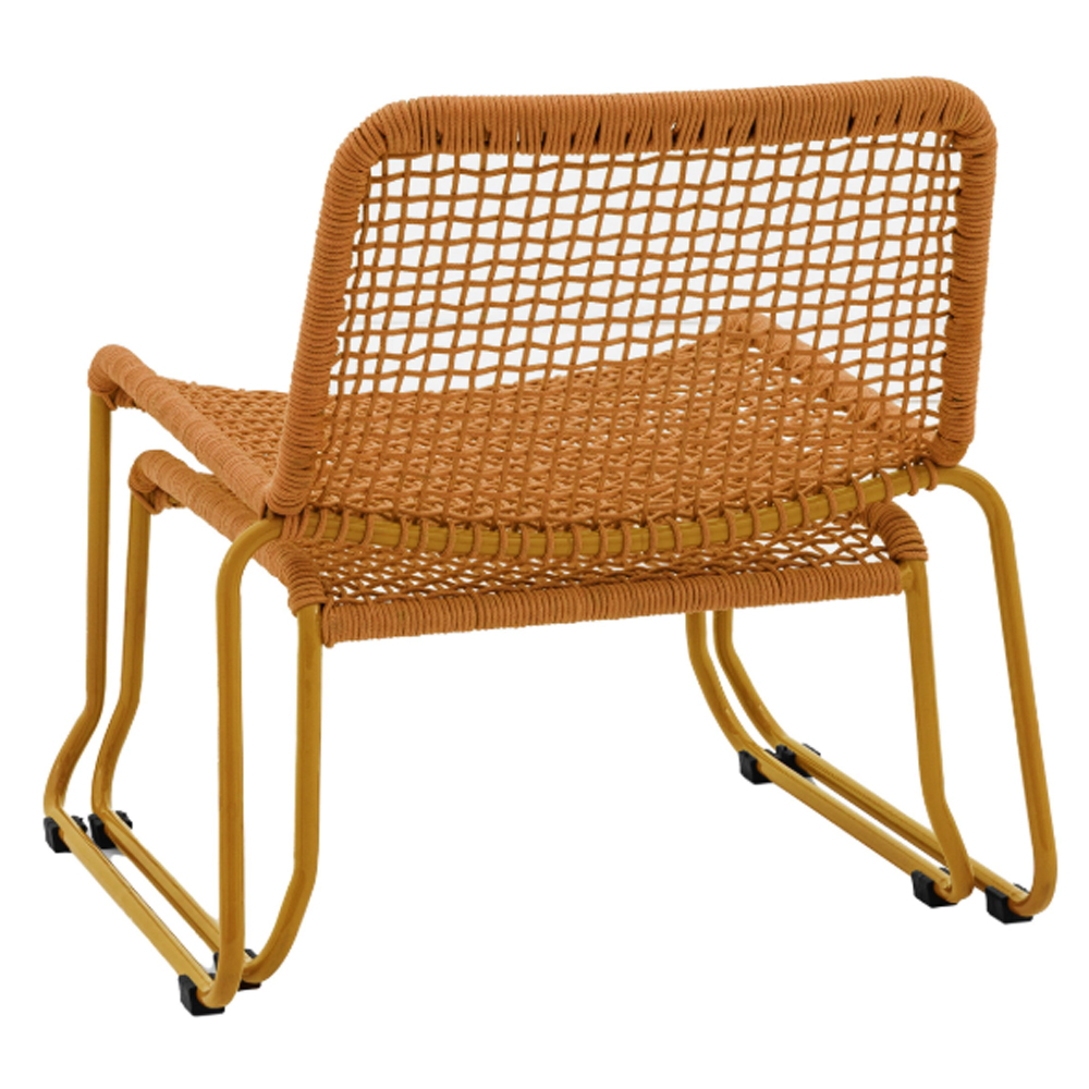 Saskatoon Outdoor Rope Lounge Chair With Footstool In Orange