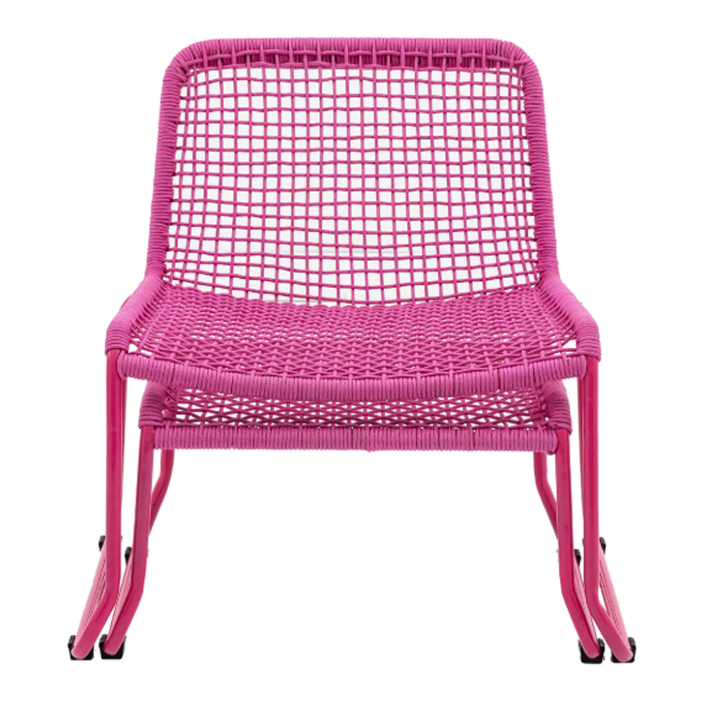 Saskatoon Outdoor Rope Lounge Chair With Footstool In Pink