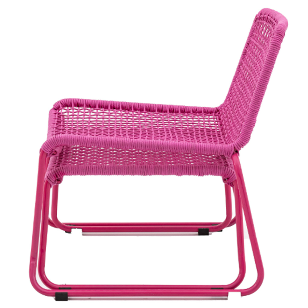 Saskatoon Outdoor Rope Lounge Chair With Footstool In Pink
