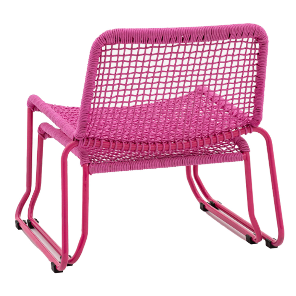 Saskatoon Outdoor Rope Lounge Chair With Footstool In Pink
