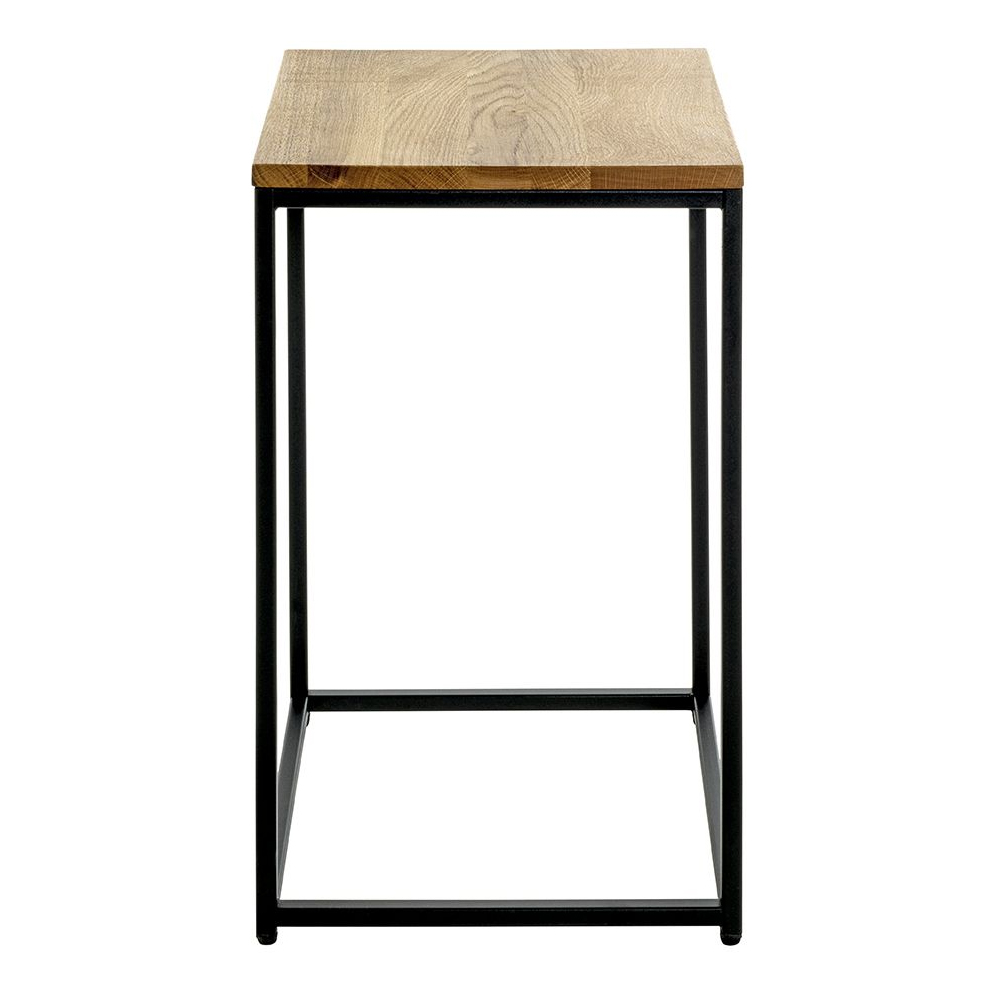 Saskatoon Wooden End Table With Black Metal Frame In Oak