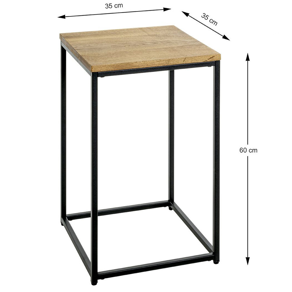 Saskatoon Wooden End Table With Black Metal Frame In Oak