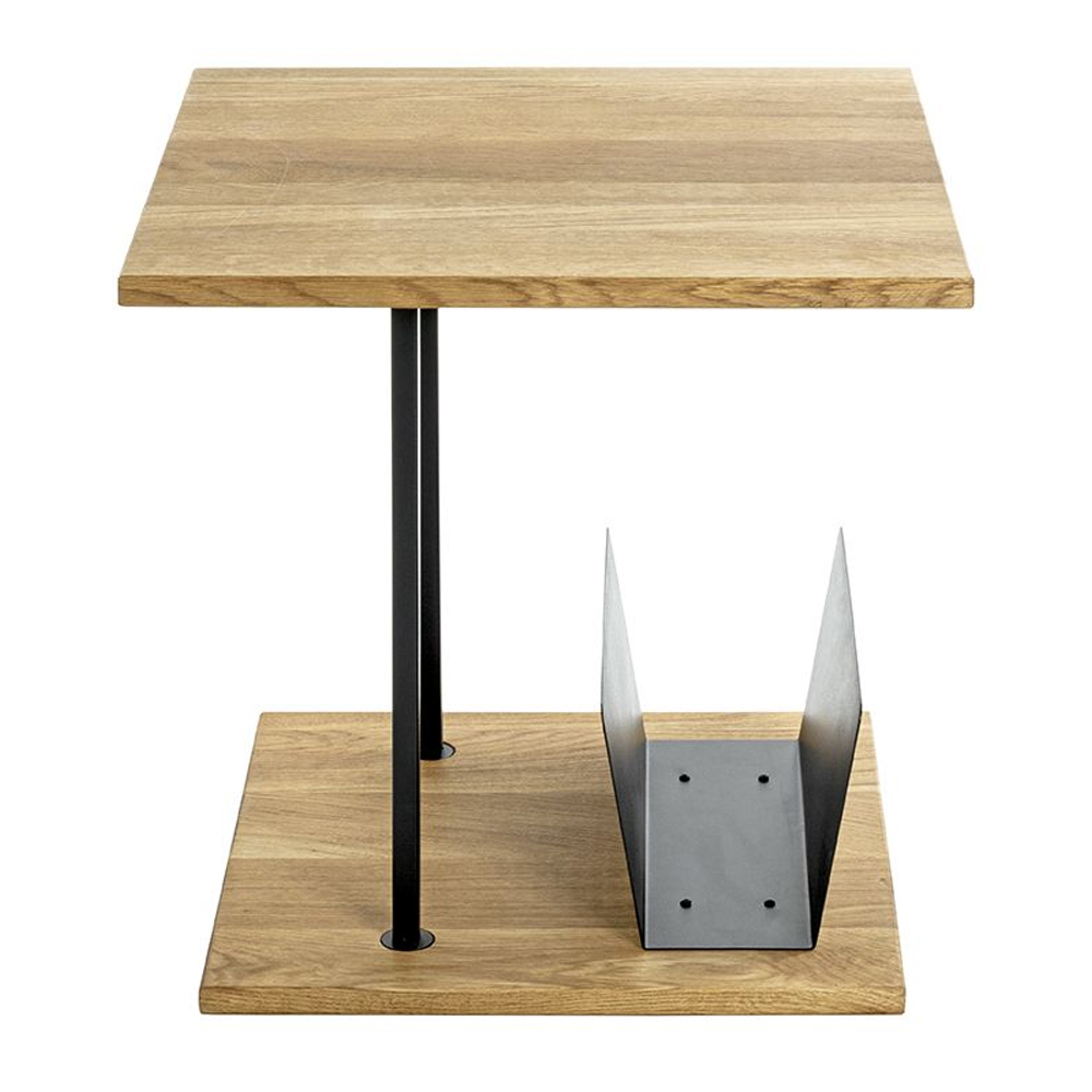 Saskatoon Wooden End Table With Magazine Rack In Oak