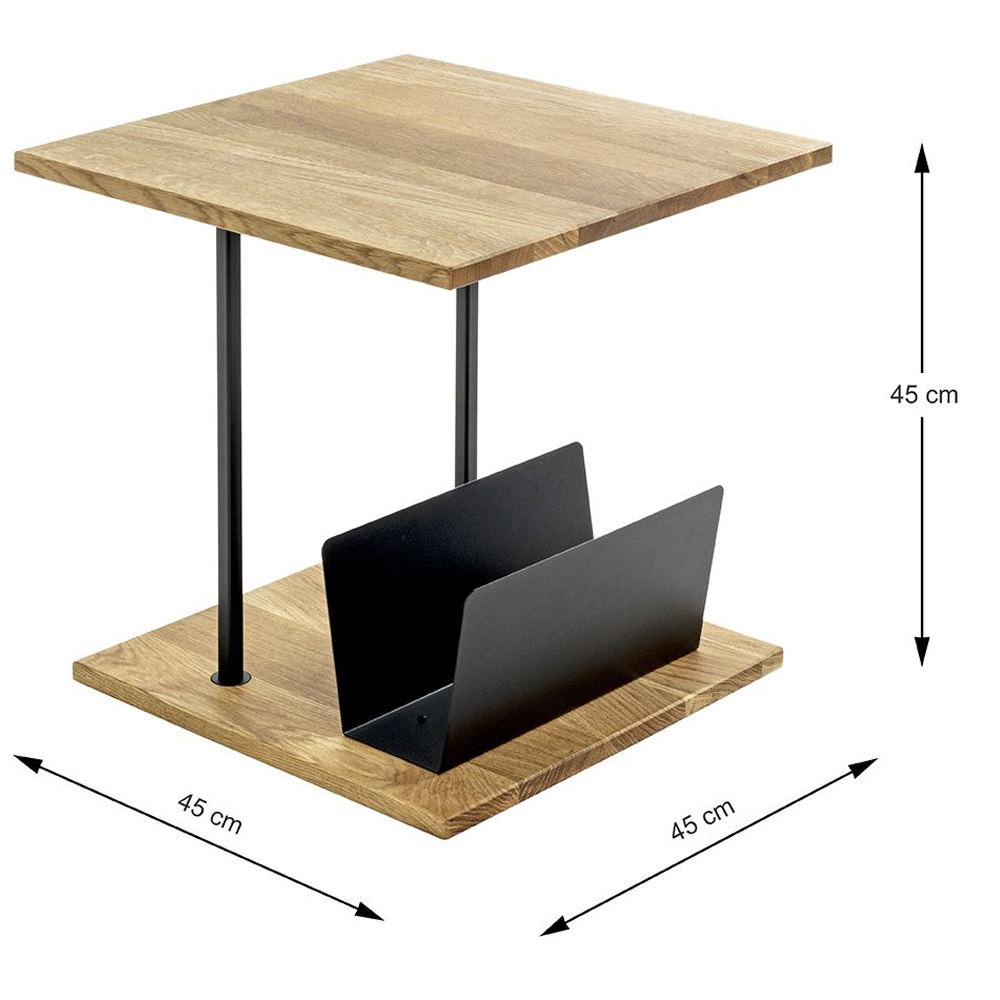 Saskatoon Wooden End Table With Magazine Rack In Oak