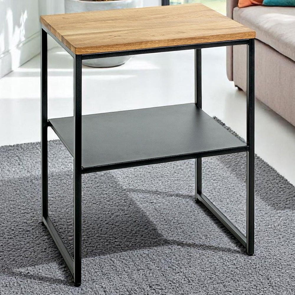 Saskatoon Wooden End Table With Undershelf In Oak